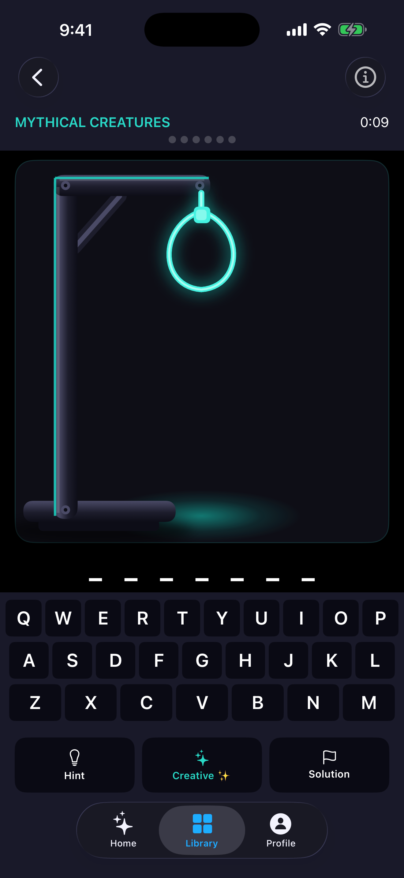 Playing Hangman with an AI-picked secret word on iPhone